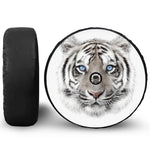 White Tiger Portrait Print Tire Cover With Camera Hole