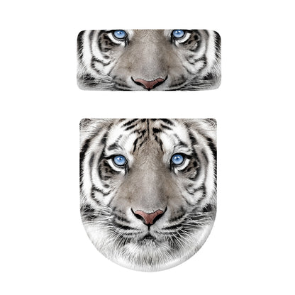 White Tiger Portrait Print Toilet Lid And Tank Cover Set
