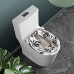 White Tiger Portrait Print Toilet Lid Cover
