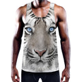 White Tiger Portrait Print Men's Workout Tank Top