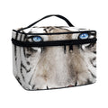 White Tiger Portrait Print Travel Makeup Bag