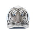 White Tiger Portrait Print White Mesh Trucker Hat