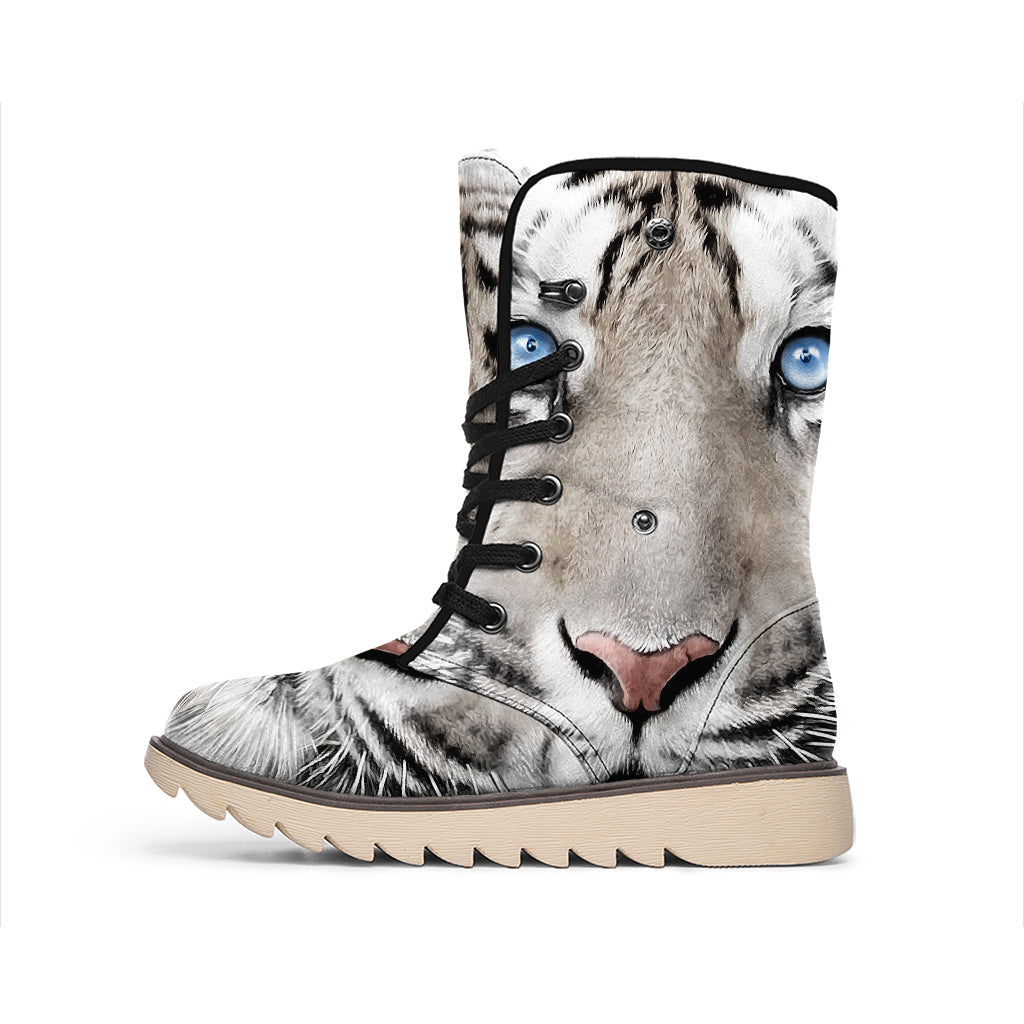 White Tiger Portrait Print Winter Boots