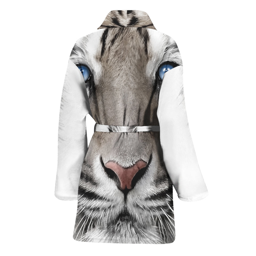 White Tiger Portrait Print Women's Bathrobe