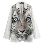 White Tiger Portrait Print Women's Blazer