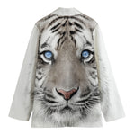 White Tiger Portrait Print Women's Blazer