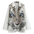 White Tiger Portrait Print Women's Cotton Blazer