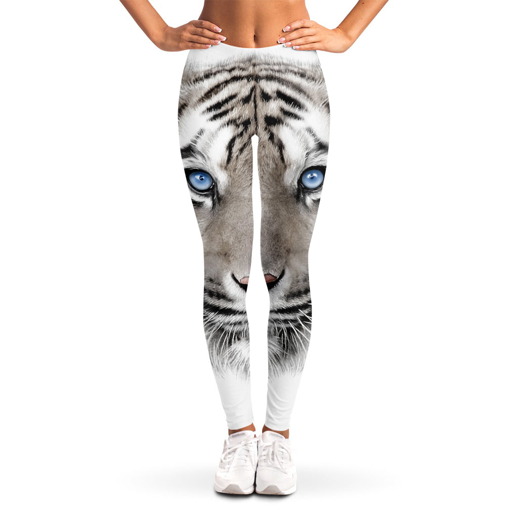 White Tiger Portrait Print Women's Leggings