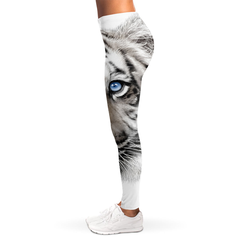 White Tiger Portrait Print Women's Leggings