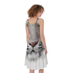 White Tiger Portrait Print Women's Sleeveless Dress