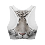 White Tiger Portrait Print Women's Sports Bra