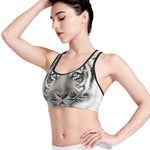 White Tiger Portrait Print Women's Sports Bra