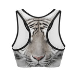 White Tiger Portrait Print Women's Sports Bra
