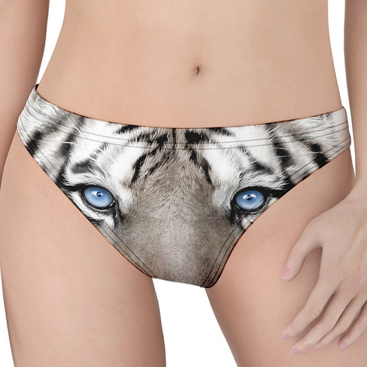 White Tiger Portrait Print Women's Thong