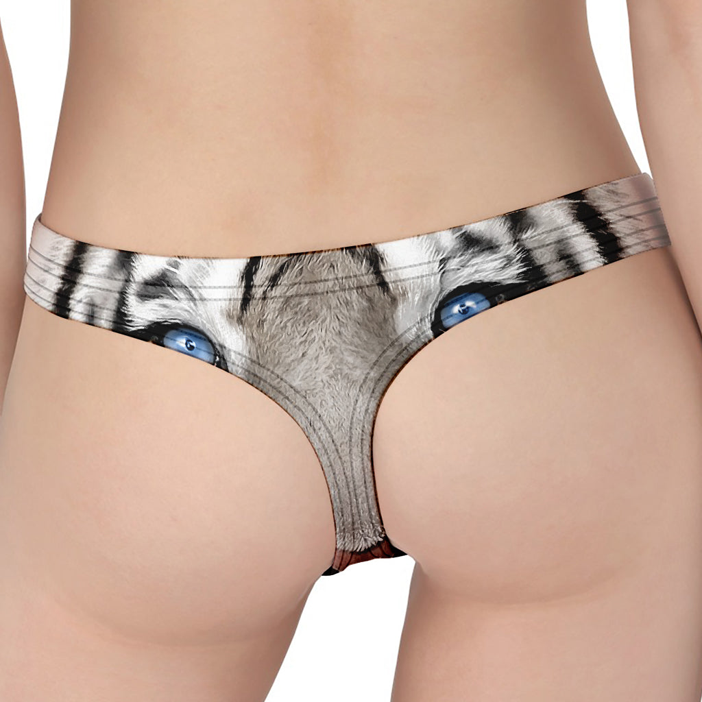 White Tiger Portrait Print Women's Thong