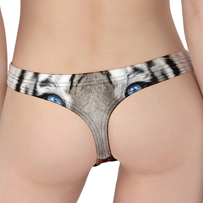 White Tiger Portrait Print Women's Thong