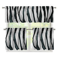 White Tiger Stripe Pattern Print 3 Piece Kitchen Curtains