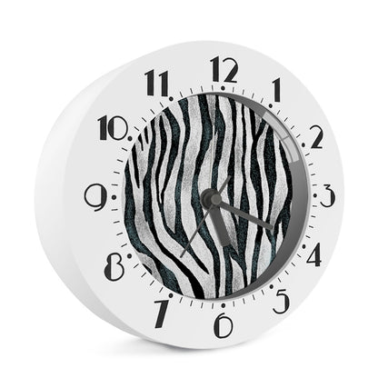 White Tiger Stripe Pattern Print Alarm Clock