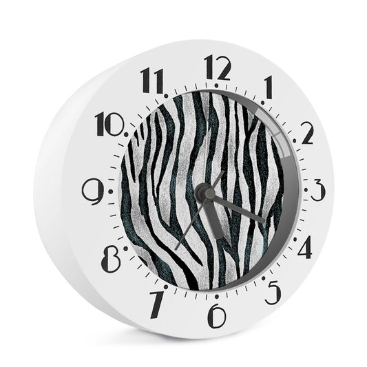 White Tiger Stripe Pattern Print Alarm Clock