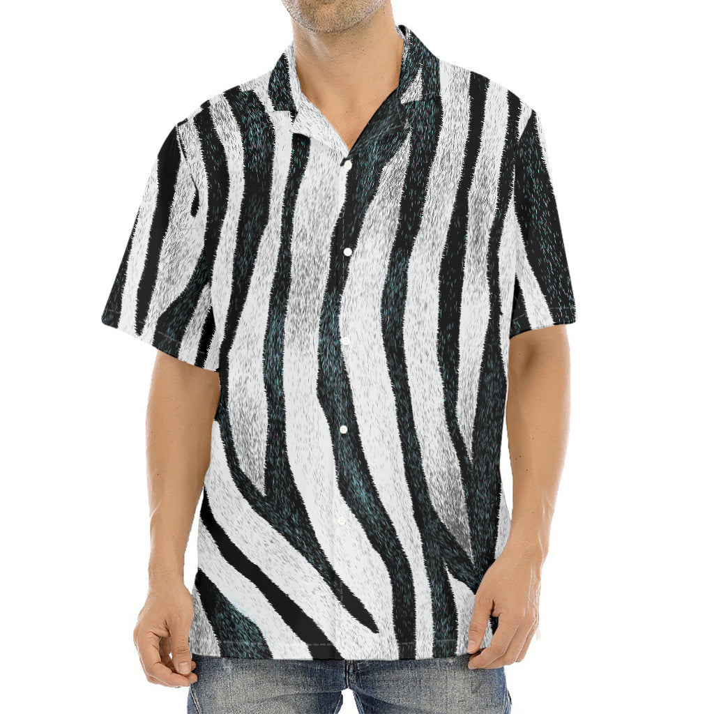 White Tiger Stripe Pattern Print Aloha Shirt