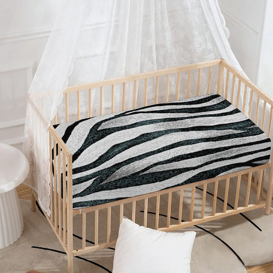 White Tiger Stripe Pattern Print Baby Crib Sheet