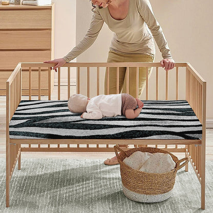 White Tiger Stripe Pattern Print Baby Crib Sheet