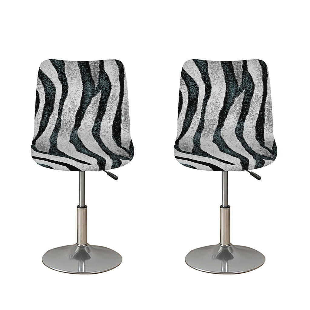 White Tiger Stripe Pattern Print Bar Stool Covers
