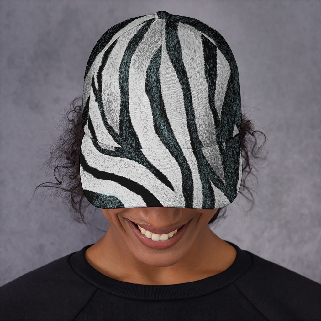 White Tiger Stripe Pattern Print Baseball Cap