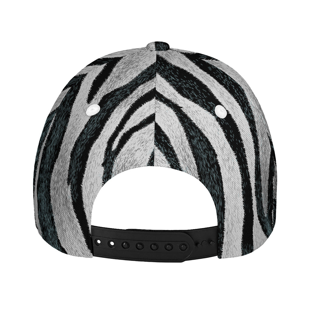 White Tiger Stripe Pattern Print Baseball Cap