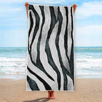 White Tiger Stripe Pattern Print Beach Towel