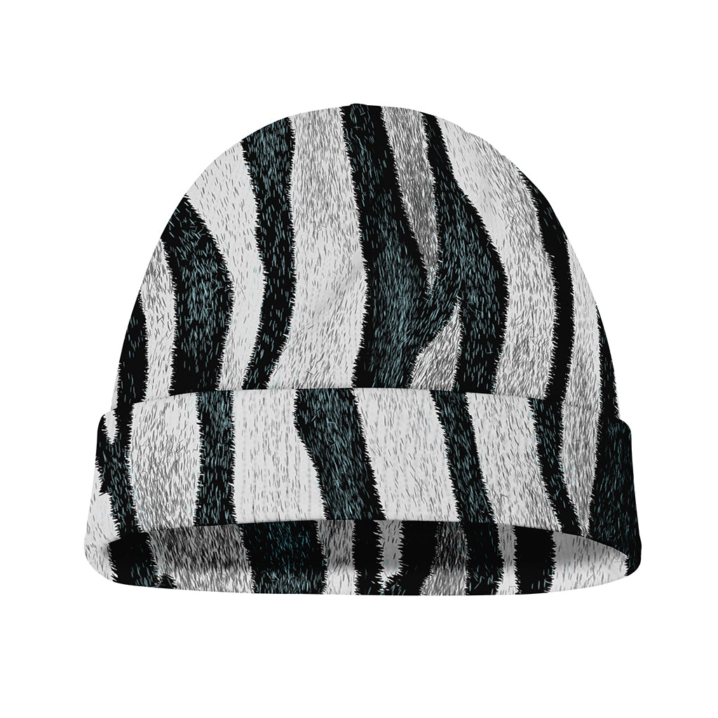 White Tiger Stripe Pattern Print Beanie