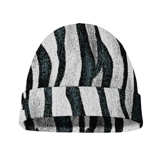 White Tiger Stripe Pattern Print Beanie
