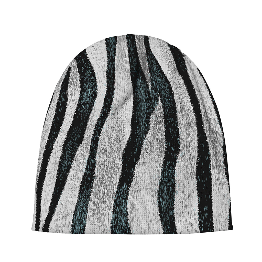 White Tiger Stripe Pattern Print Beanie