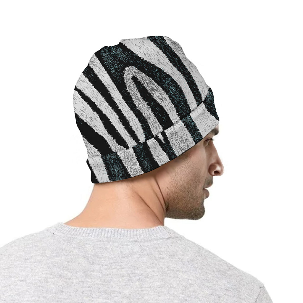 White Tiger Stripe Pattern Print Beanie