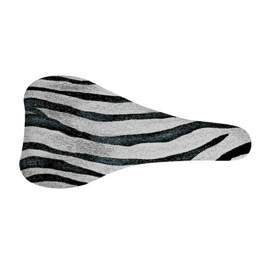 White Tiger Stripe Pattern Print Bicycle Seat Cover