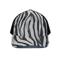 White Tiger Stripe Pattern Print Black Mesh Trucker Hat