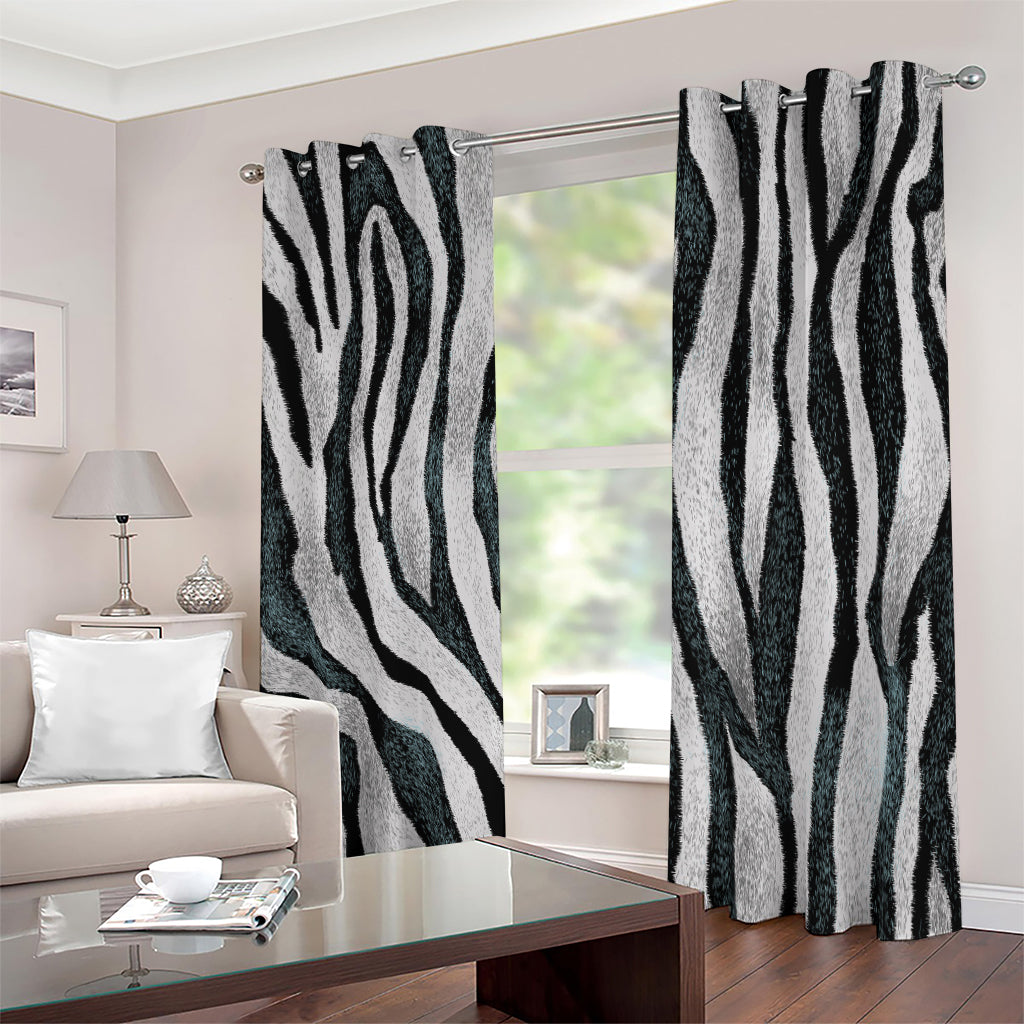White Tiger Stripe Pattern Print Blackout Grommet Curtains