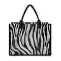 White Tiger Stripe Pattern Print Canvas Tote Bag
