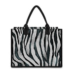 White Tiger Stripe Pattern Print Canvas Tote Bag
