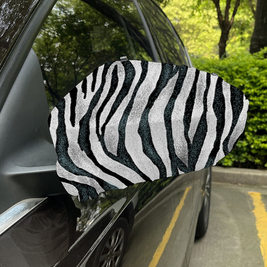 White Tiger Stripe Pattern Print Car Side Mirror Covers