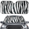 White Tiger Stripe Pattern Print Car Windshield Sun Shade