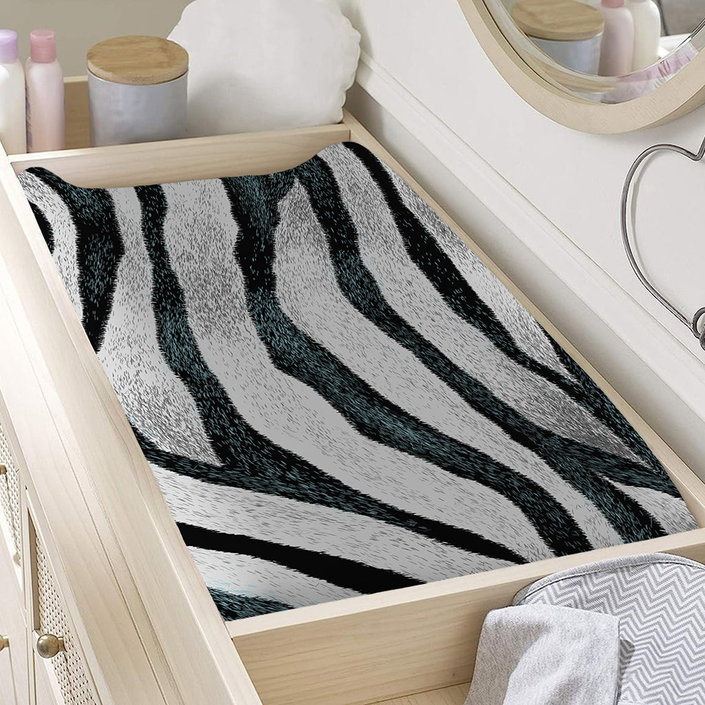 White Tiger Stripe Pattern Print Changing Pad Cover