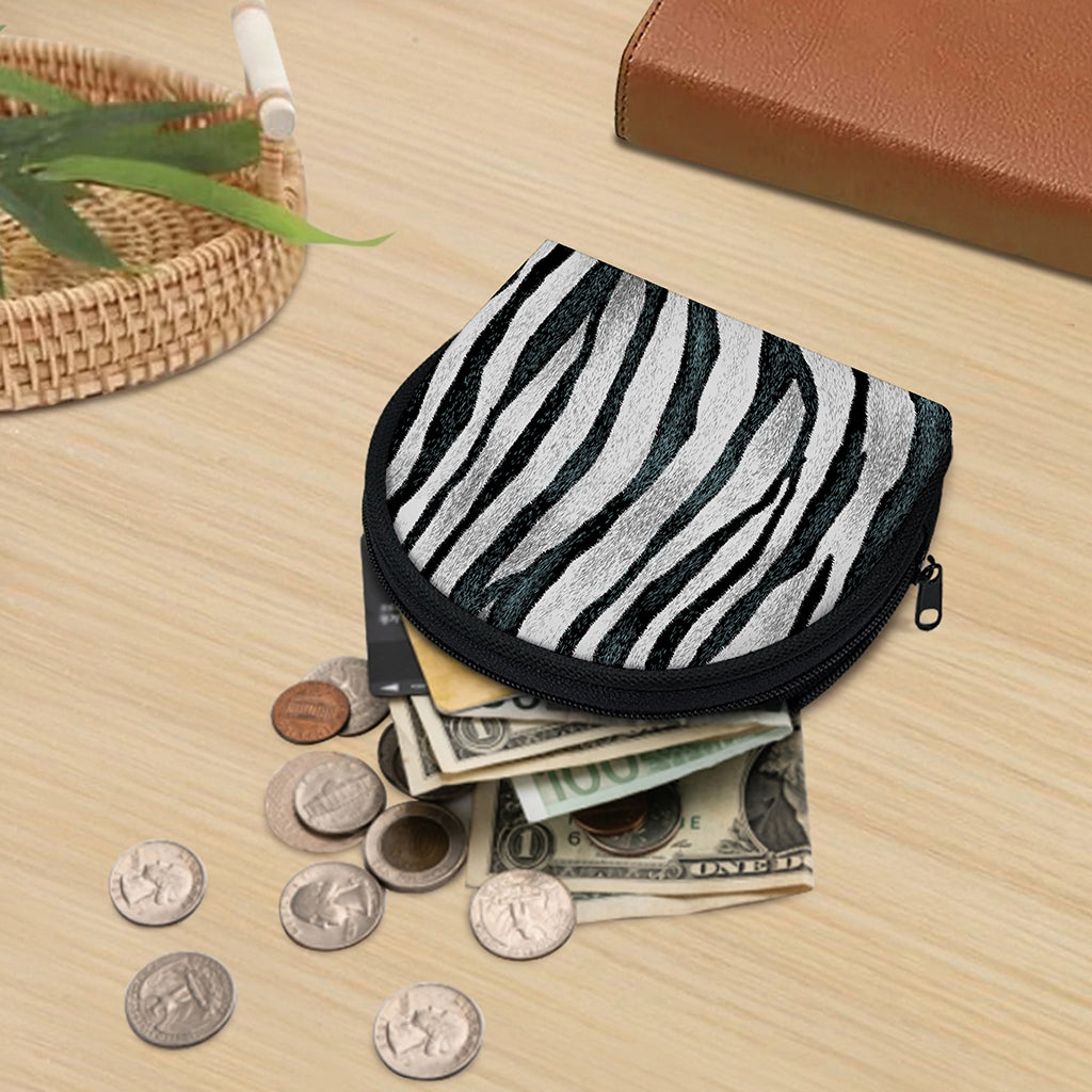 White Tiger Stripe Pattern Print Coin Purse