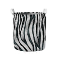 White Tiger Stripe Pattern Print Collapsible Laundry Basket