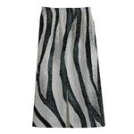 White Tiger Stripe Pattern Print Cotton Front Slit Maxi Skirt