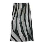 White Tiger Stripe Pattern Print Cotton Front Slit Maxi Skirt