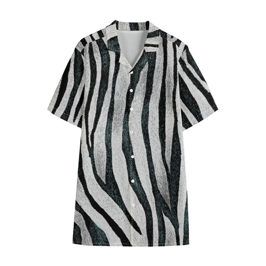 White Tiger Stripe Pattern Print Cotton Hawaiian Shirt