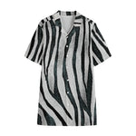 White Tiger Stripe Pattern Print Cotton Hawaiian Shirt