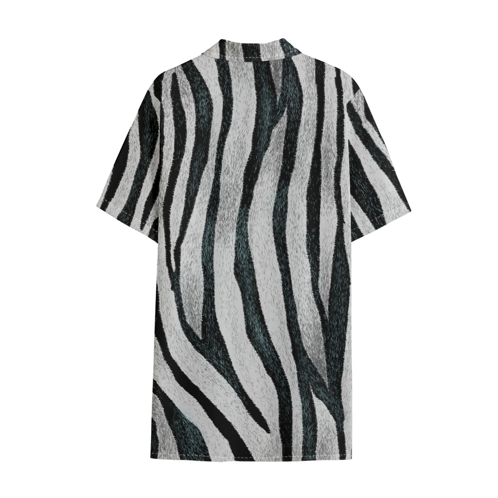 White Tiger Stripe Pattern Print Cotton Hawaiian Shirt