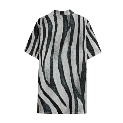 White Tiger Stripe Pattern Print Cotton Hawaiian Shirt